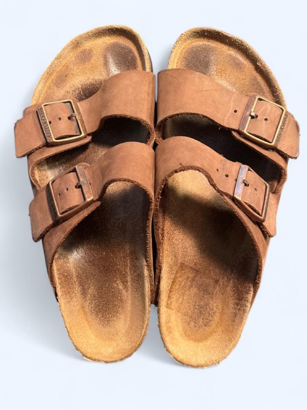 Brown Double-Buckle Birkenstocks Suede Slide Sandals size 41